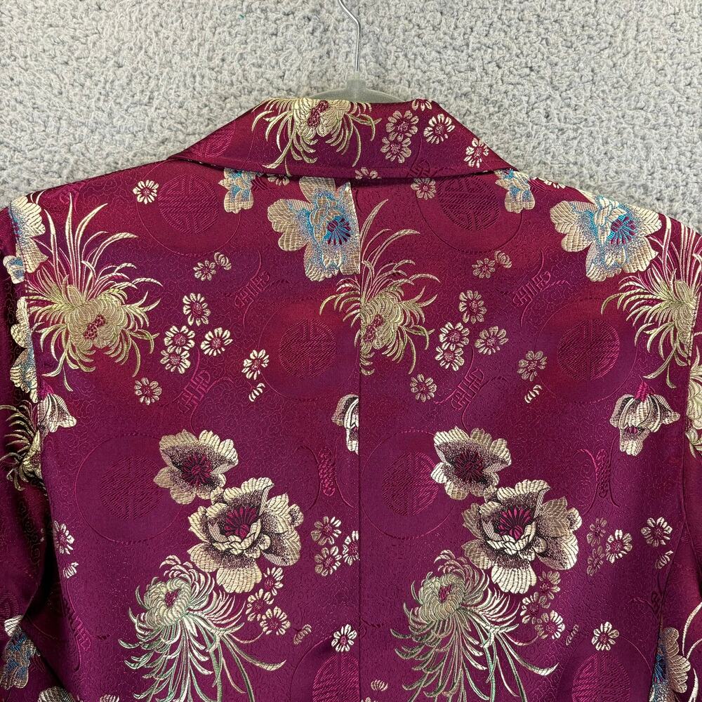 Chicos Jacket Small Embroidered Asian Floral Emboss Lightweight Blazer Sz 0 VTG - Picture 10 of 13